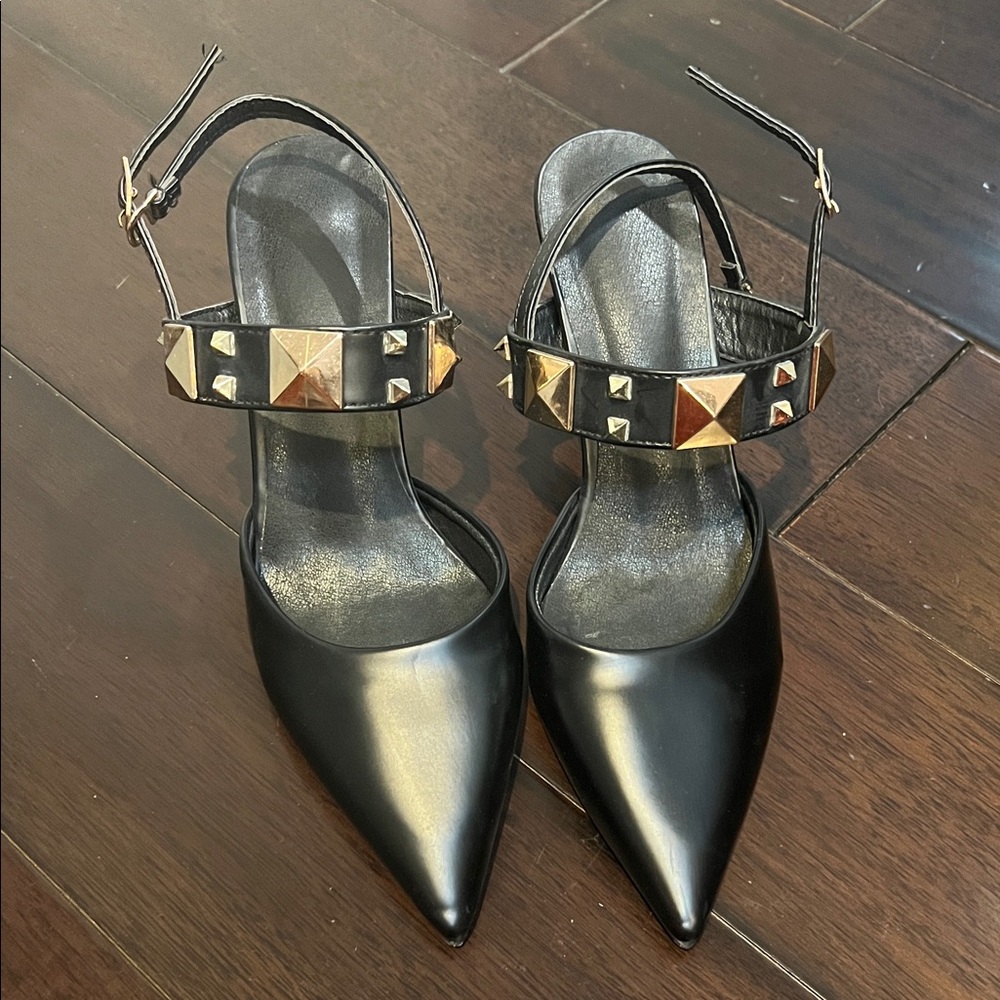 Black Studded Women's Heels